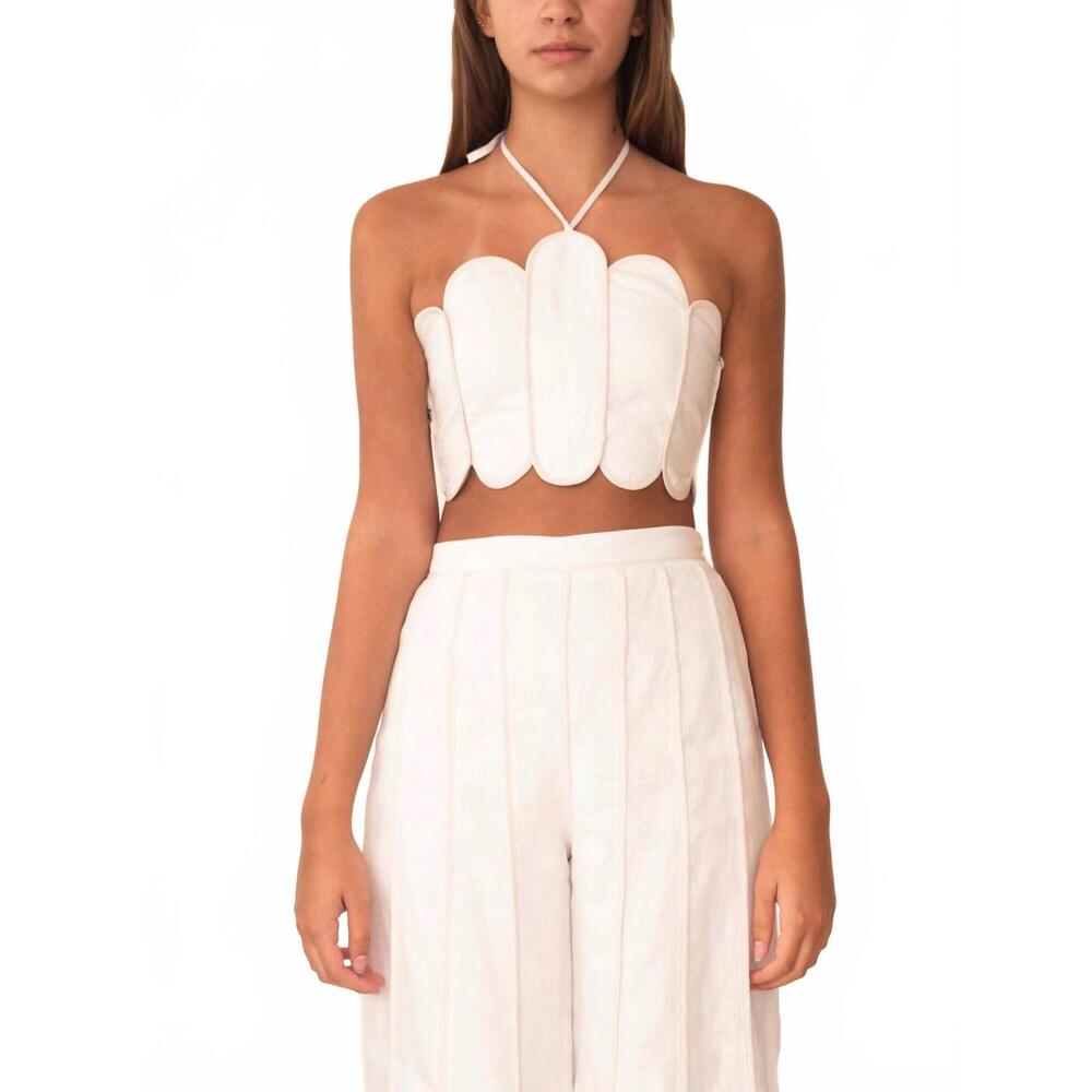 NEW AZULU lena scalloped top in ivory